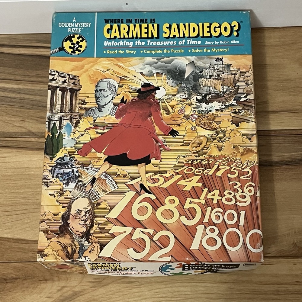 Carmen SanDiego Puzzle Where In Time A Golden Mystery Puzzle 200 Pc Complete VTG